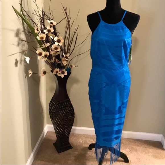 Gianni Bini Dresses & Skirts - Fun blue dress with fringe! NWOT!